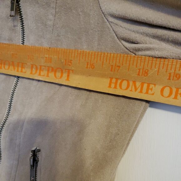 Cupcakes And Cashmere Beige Faux Suede Motorcycle Jacket Coat Size Small - Picture 7 of 7